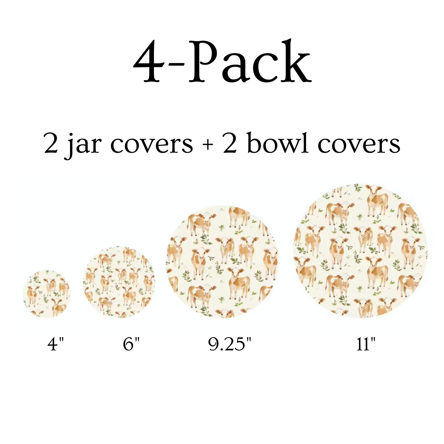 Jersey Cow Jar & Bowl Covers (4 Pack)