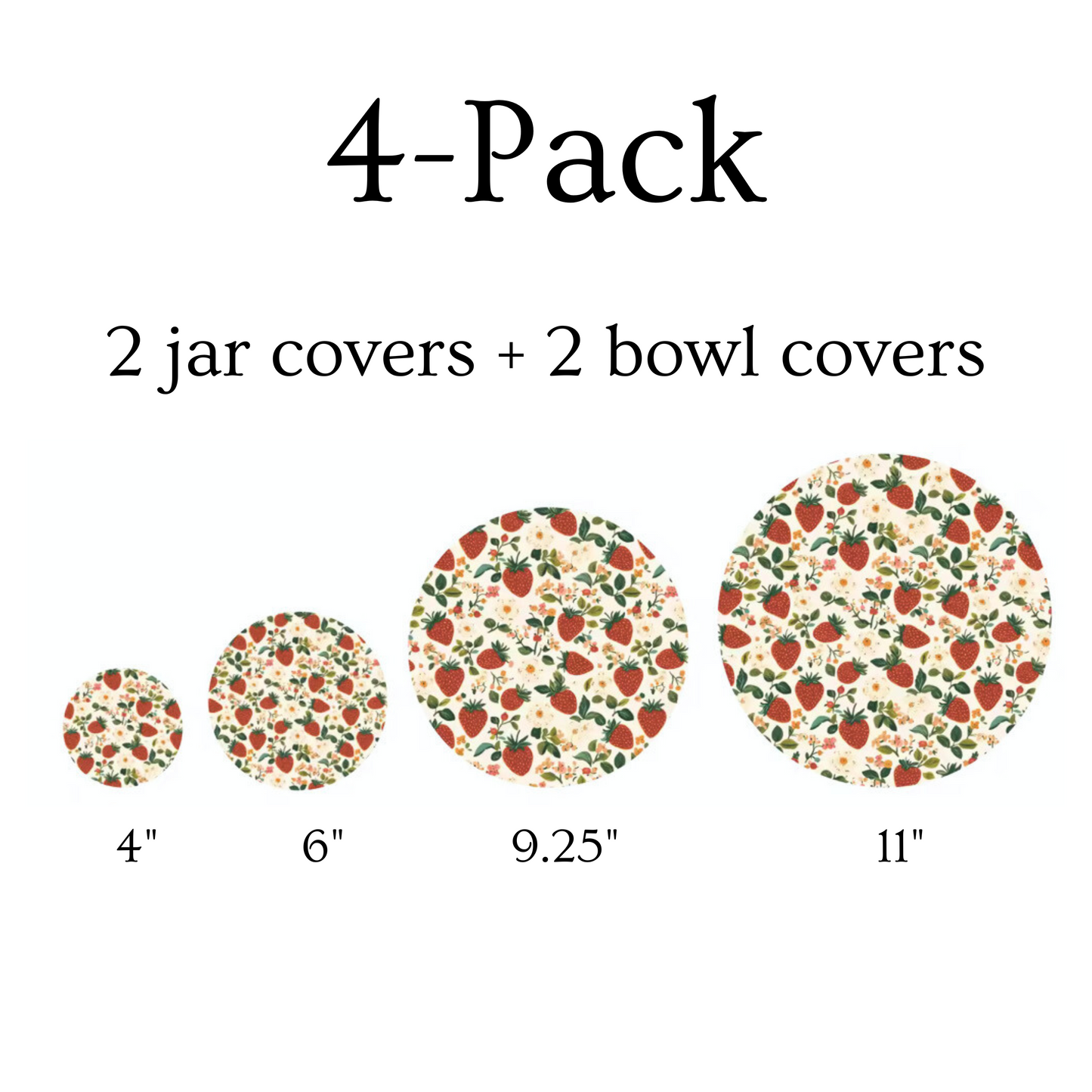 Strawberry Jar & Bowl Covers (4 Pack)