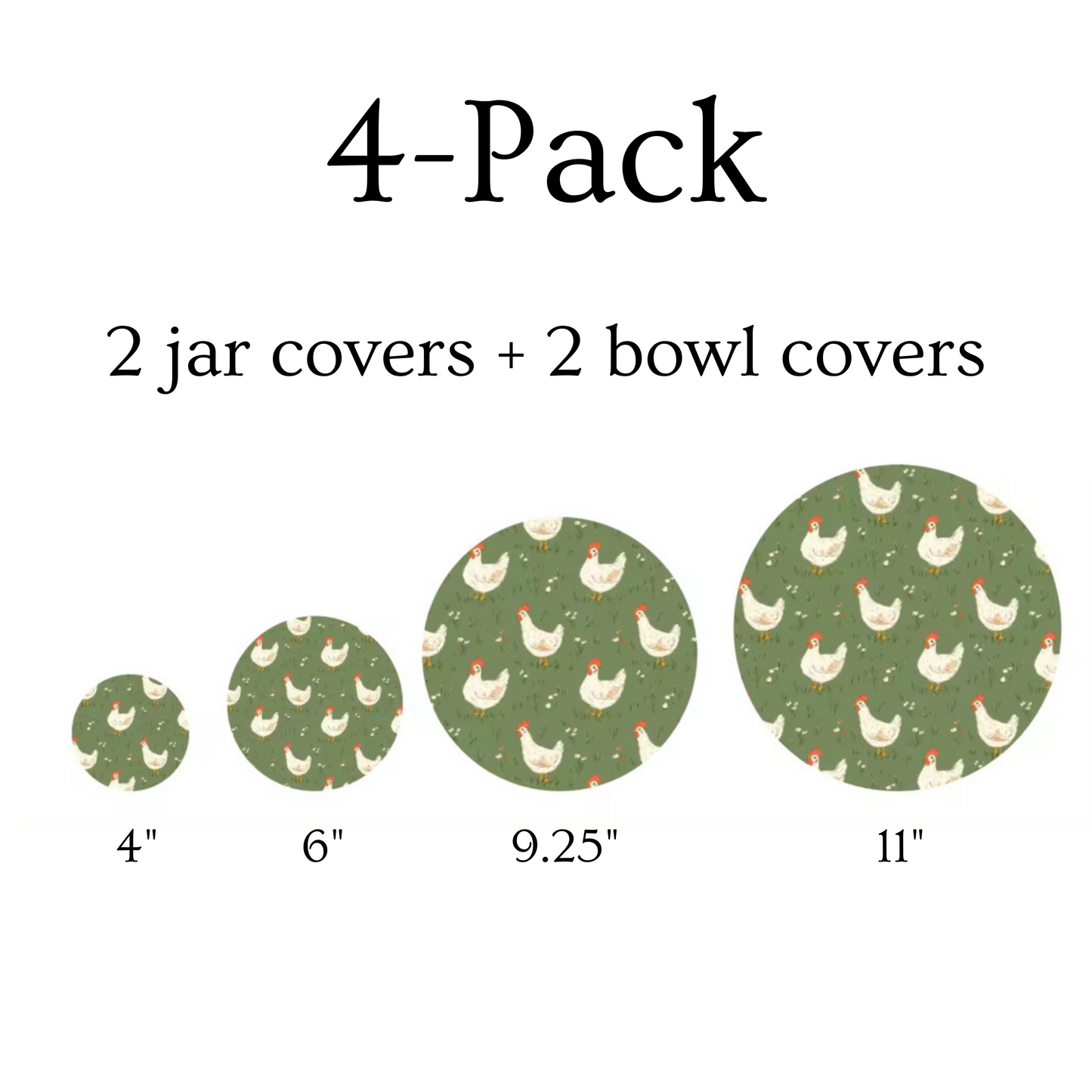 Chickens Jar & Bowl Covers (4 Pack)
