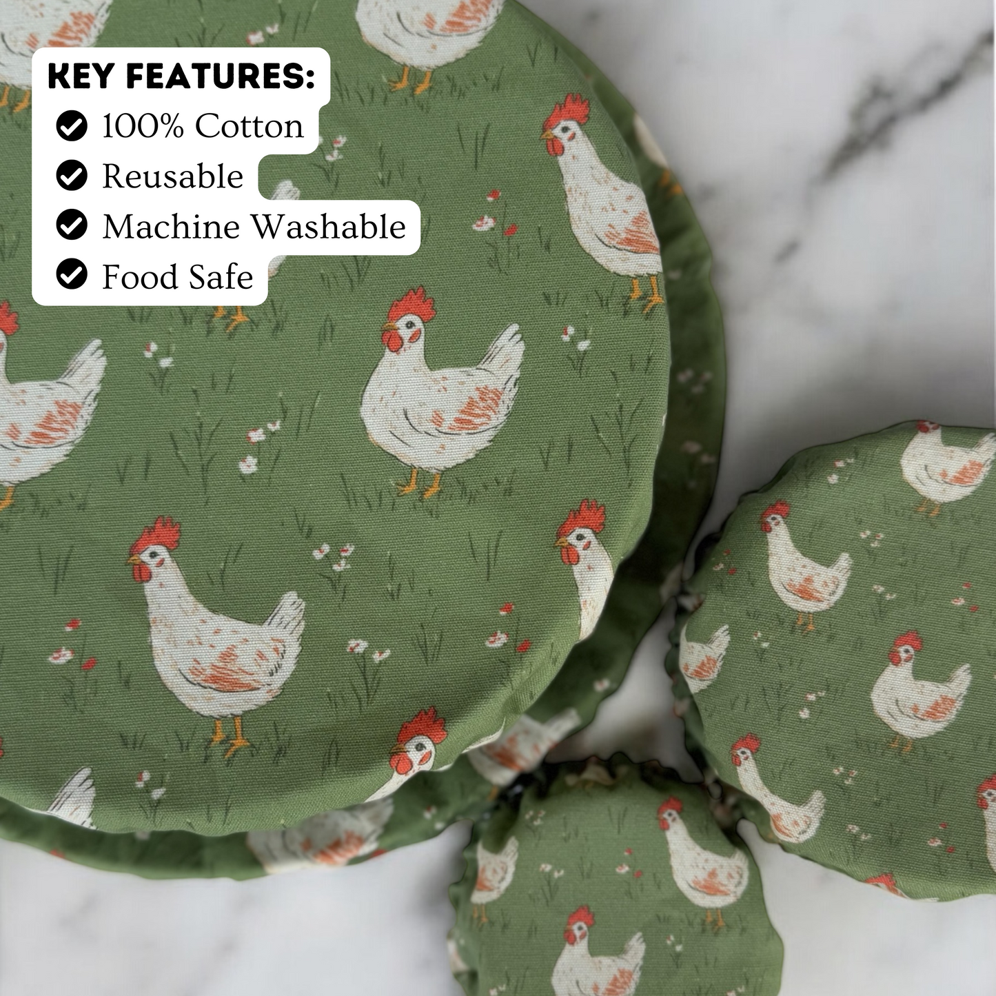 Chickens Jar & Bowl Covers (4 Pack)