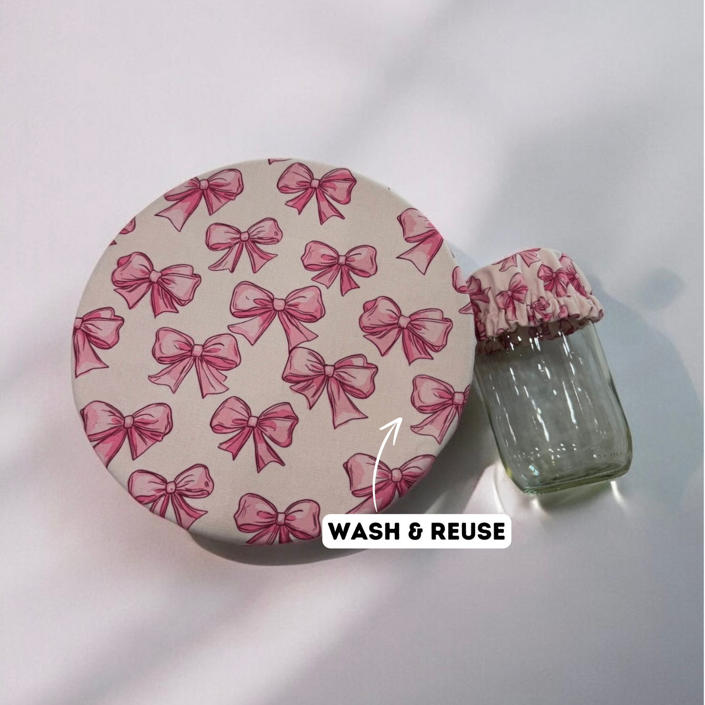 Pink Bow Jar & Bowl Covers (4 Pack)