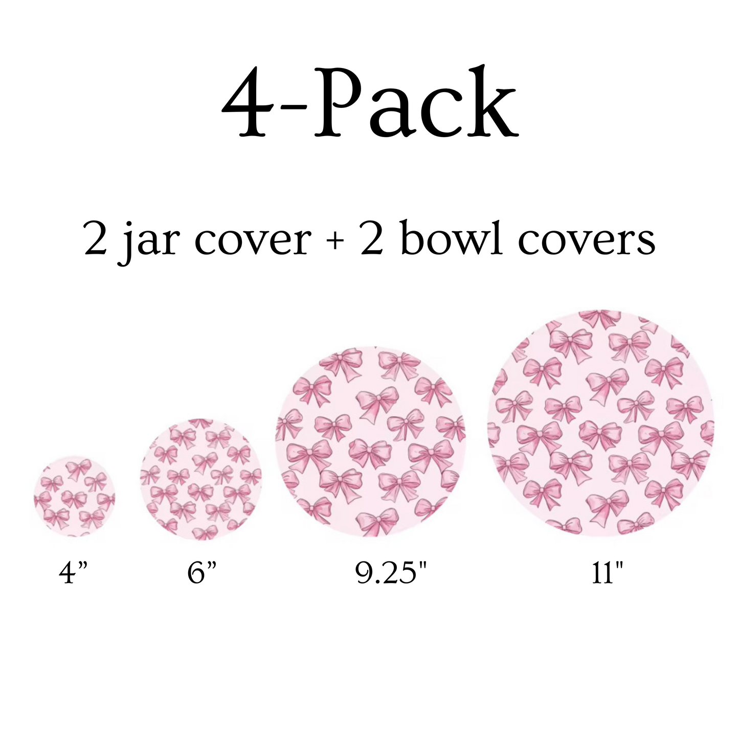 Pink Bow Jar & Bowl Covers (4 Pack)
