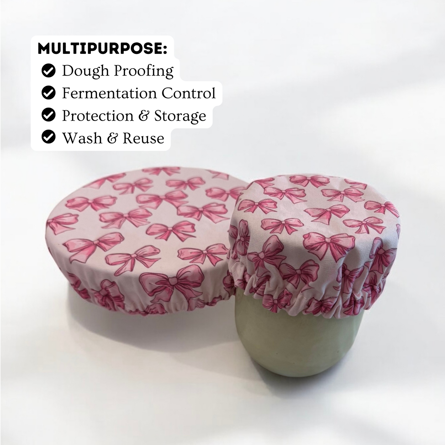 Pink Bow Jar & Bowl Covers (4 Pack)