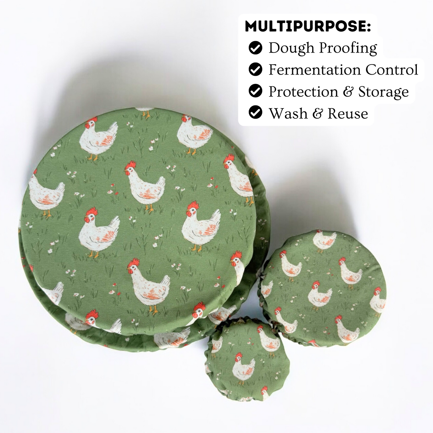 Chickens Jar & Bowl Covers (4 Pack)