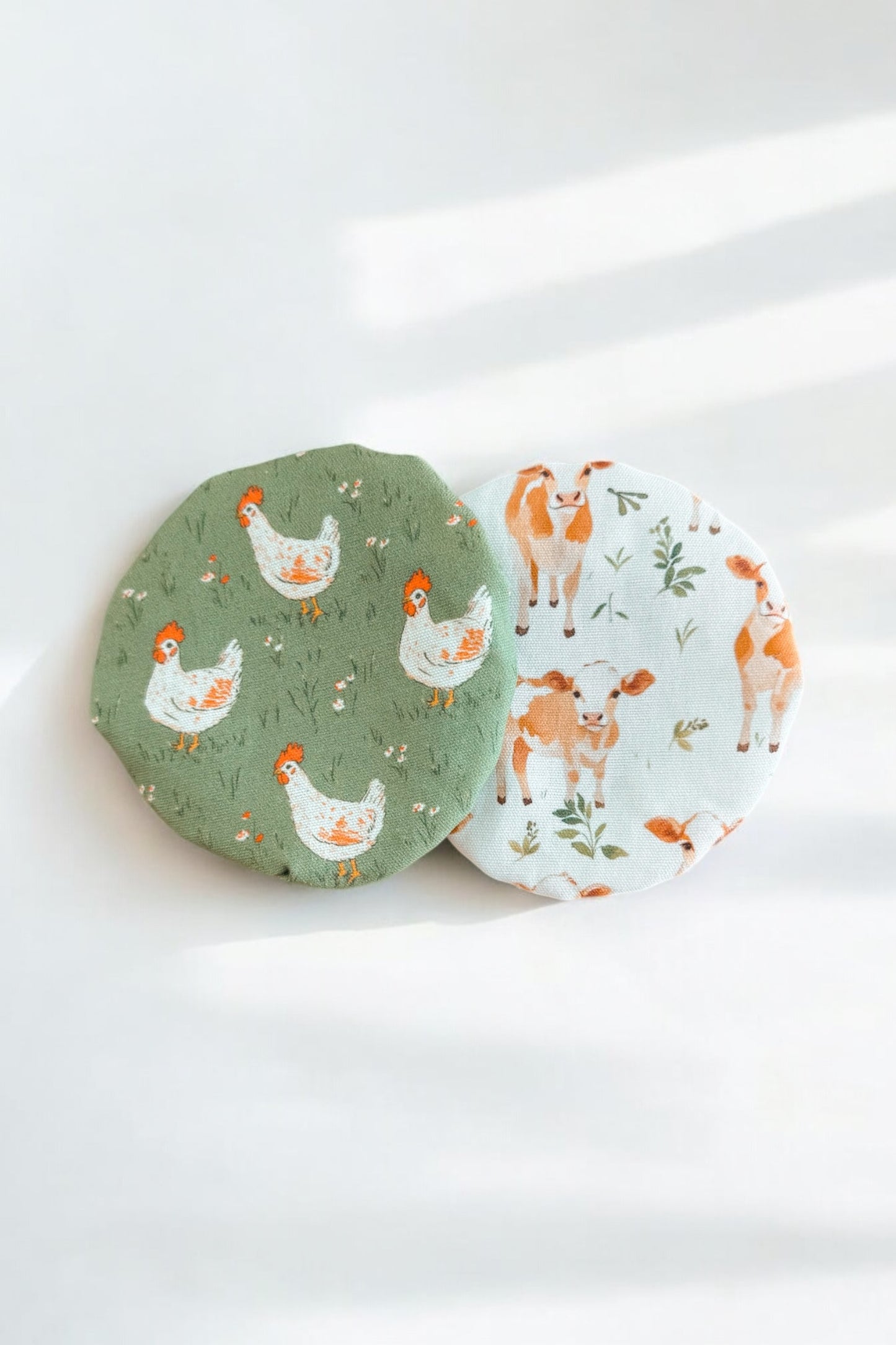 2 Pack - Chickens & Jersey Cow Jar Covers (4in)