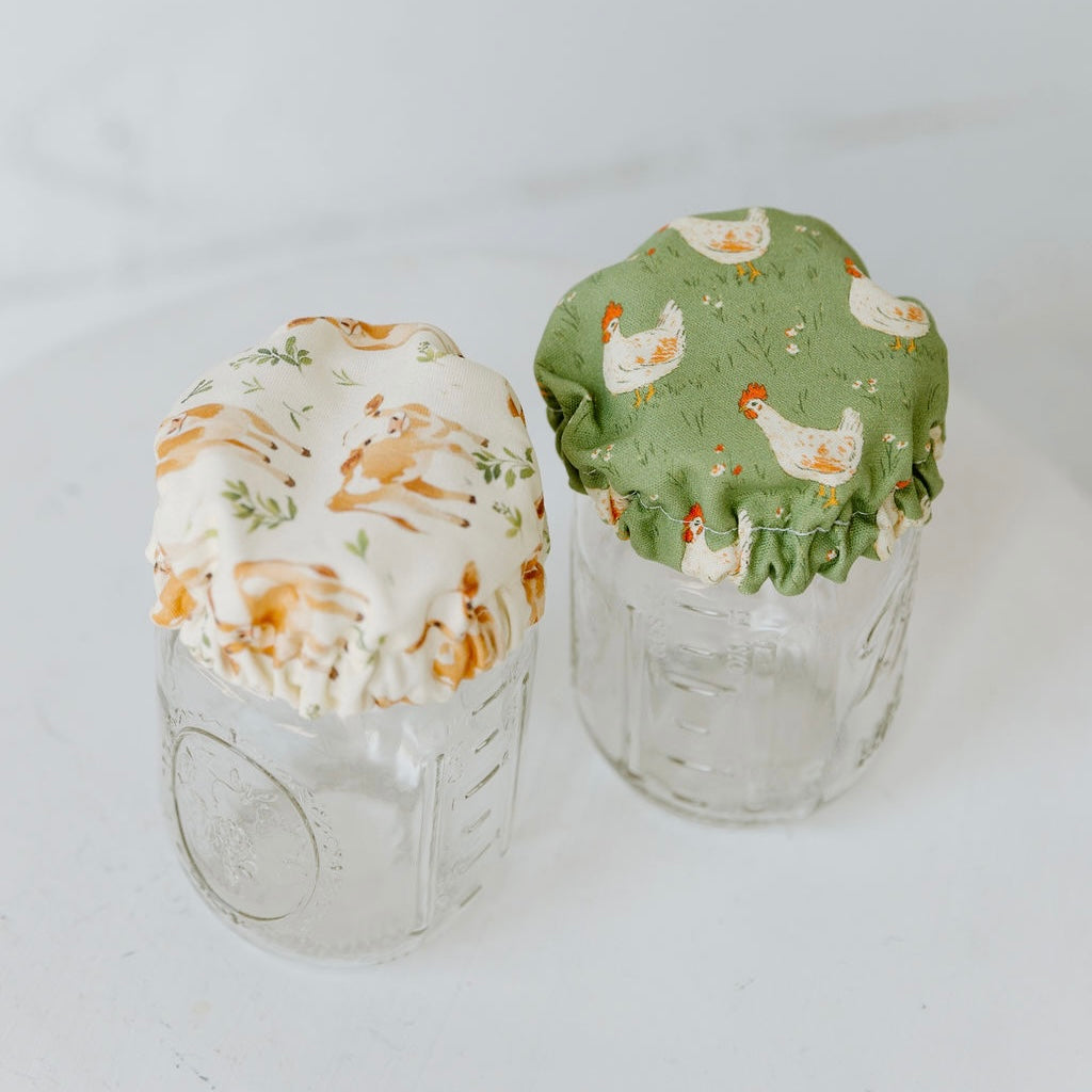 2 Pack - Chickens & Jersey Cow Jar Covers (4in)