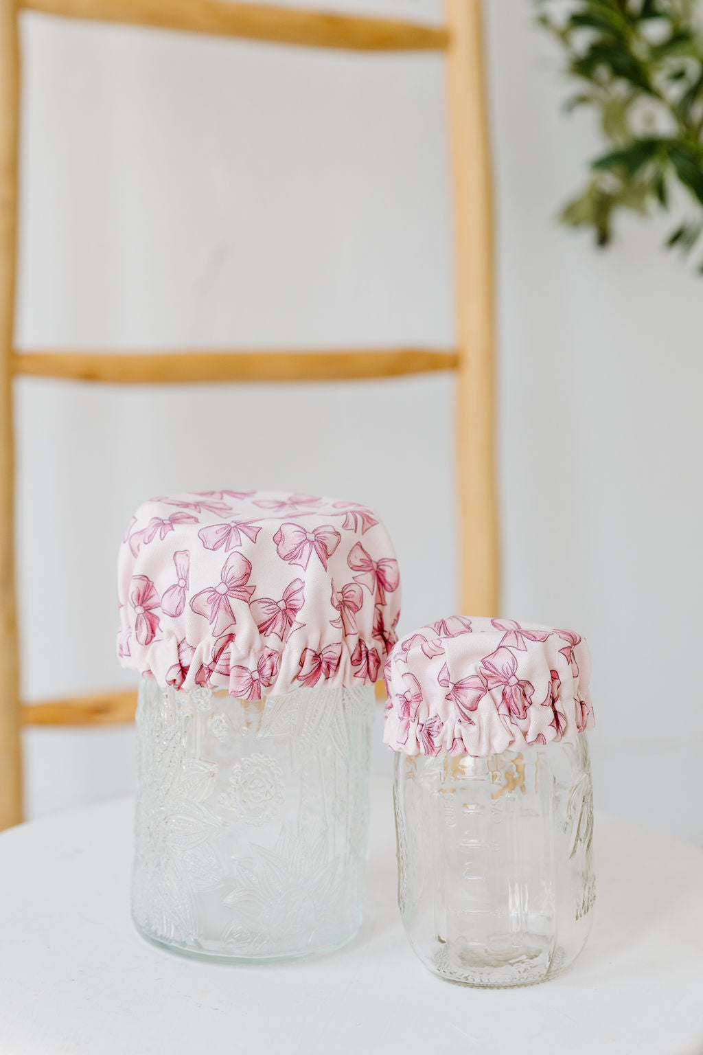 Pink Bow Jar & Bowl Covers (4 Pack)