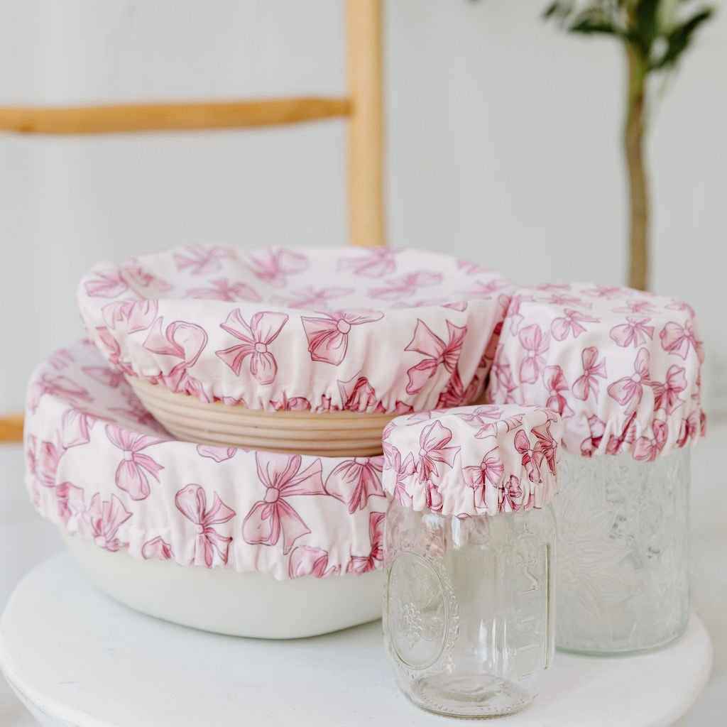 Pink Bow Jar & Bowl Covers (4 Pack)