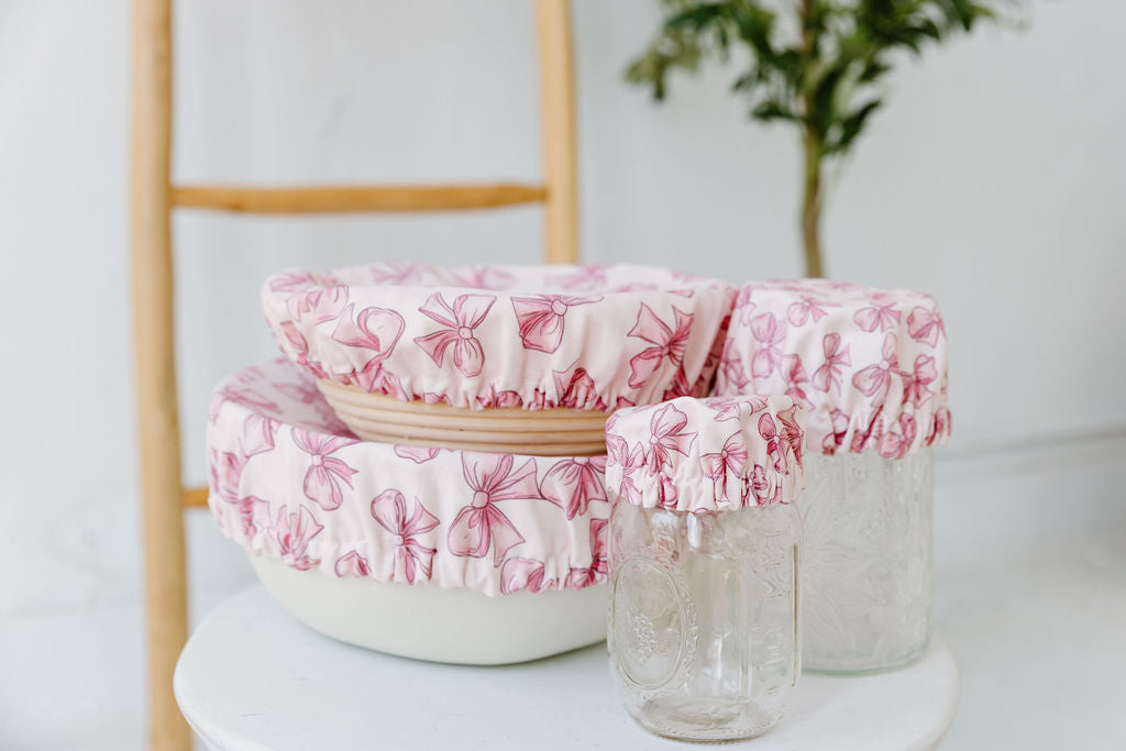 Pink Bow Jar & Bowl Covers (4 Pack)