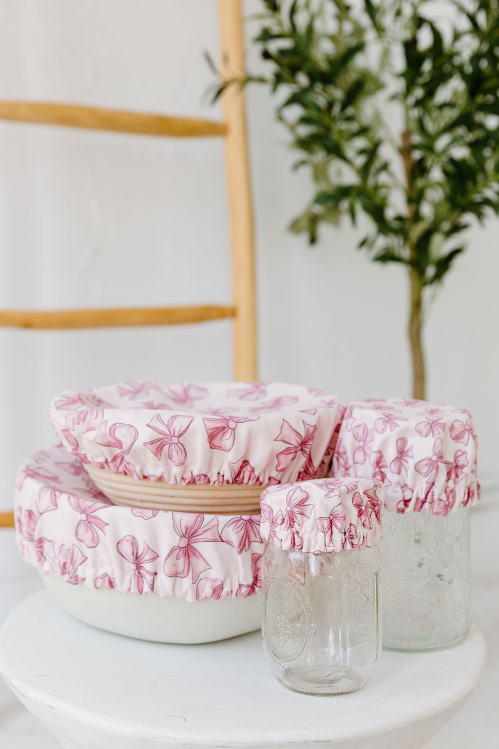 Pink Bow Jar & Bowl Covers (4 Pack)