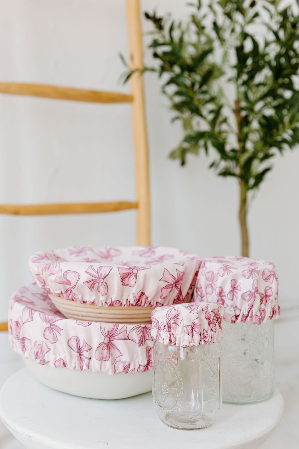 Pink Bow Jar & Bowl Covers (4 Pack)