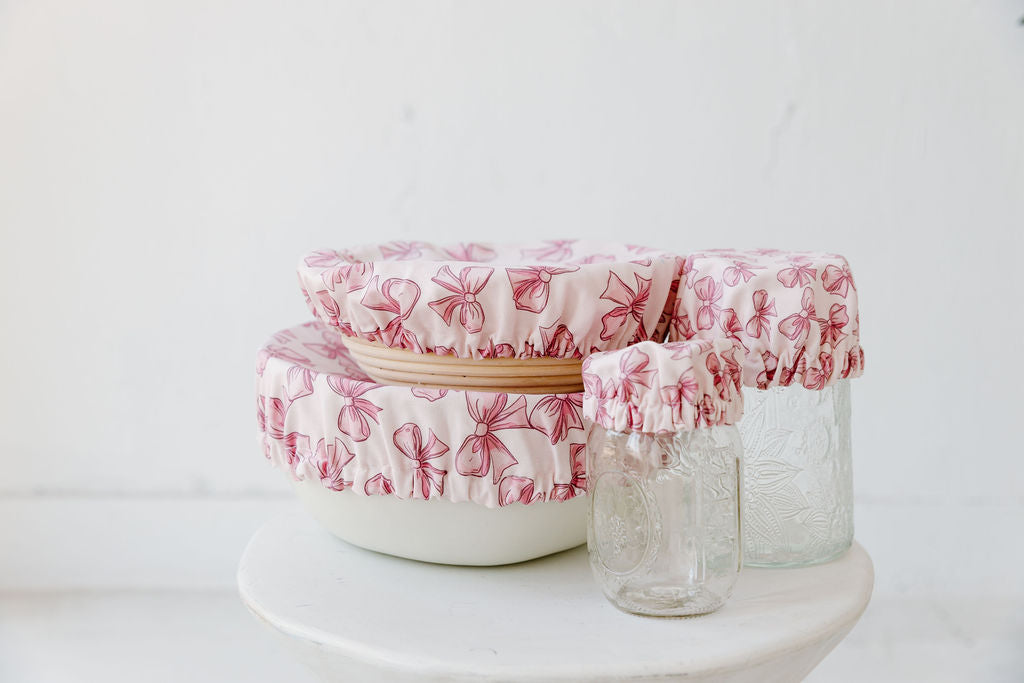 Pink Bow Jar & Bowl Covers (4 Pack)