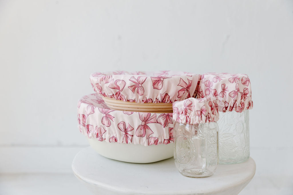 Pink Bow Jar & Bowl Covers (4 Pack)