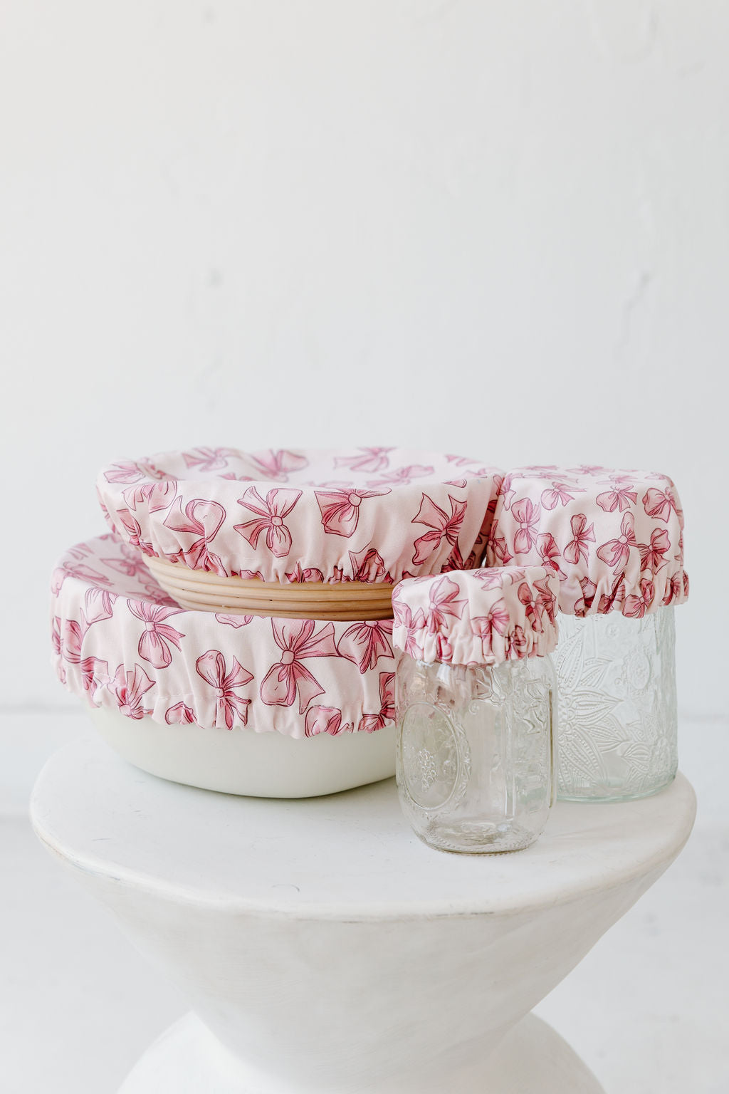 Pink Bow Jar & Bowl Covers (4 Pack)