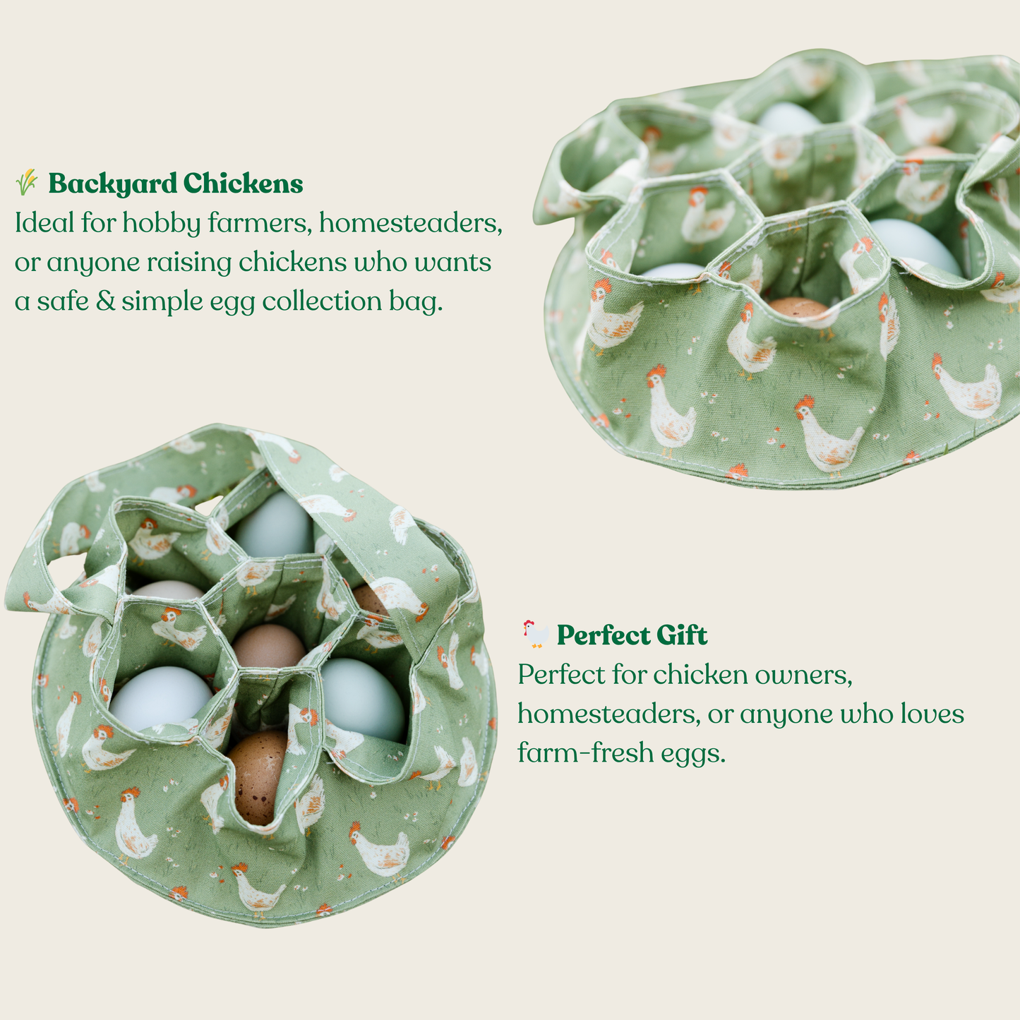 Chicken Egg Collection Bag (Holds 7 Eggs)