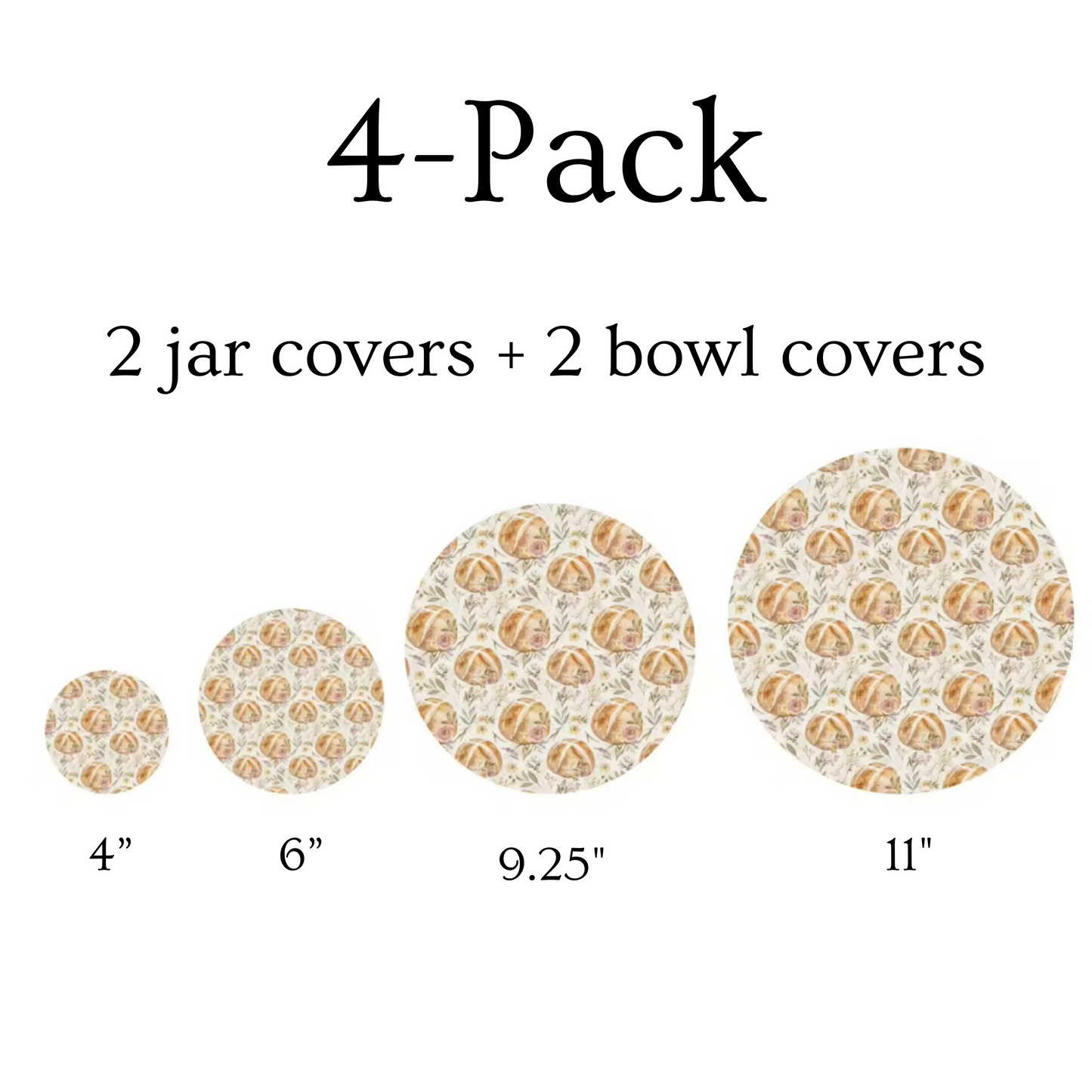 Vintage Sourdough Floral Jar & Bowl Covers (4 Pack)