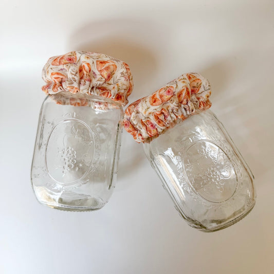 Vintage Floral Sourdough Fabric Jar Covers (Set of 2)