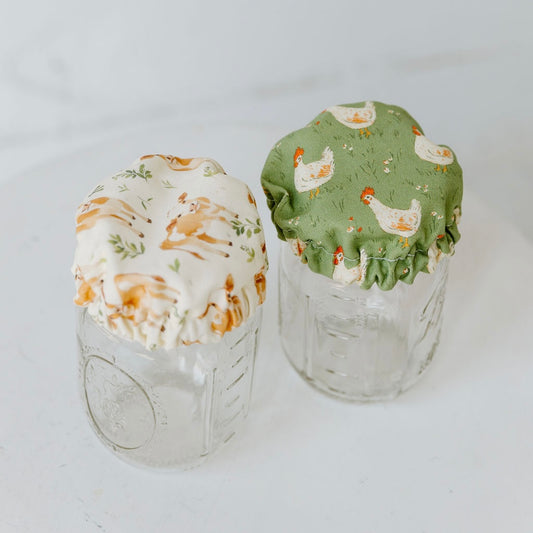 2 Pack - Chickens & Jersey Cow Jar Covers (4in)