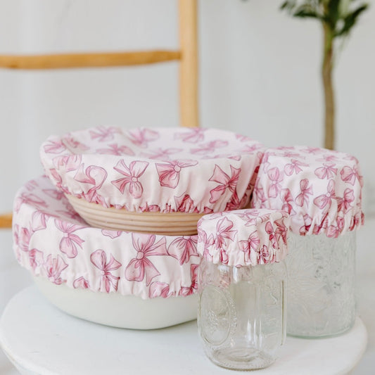 Pink Bow Jar & Bowl Covers (4 Pack)